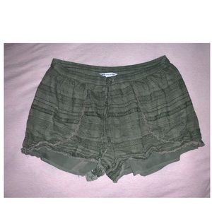 American Eagle Green Flowy Shorts